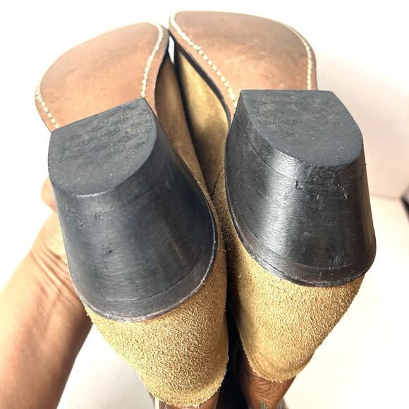 Laredo Women's Size 7 Tan/brown Suede/leather pointed toes cowboy western boots - Picture 7 of 11